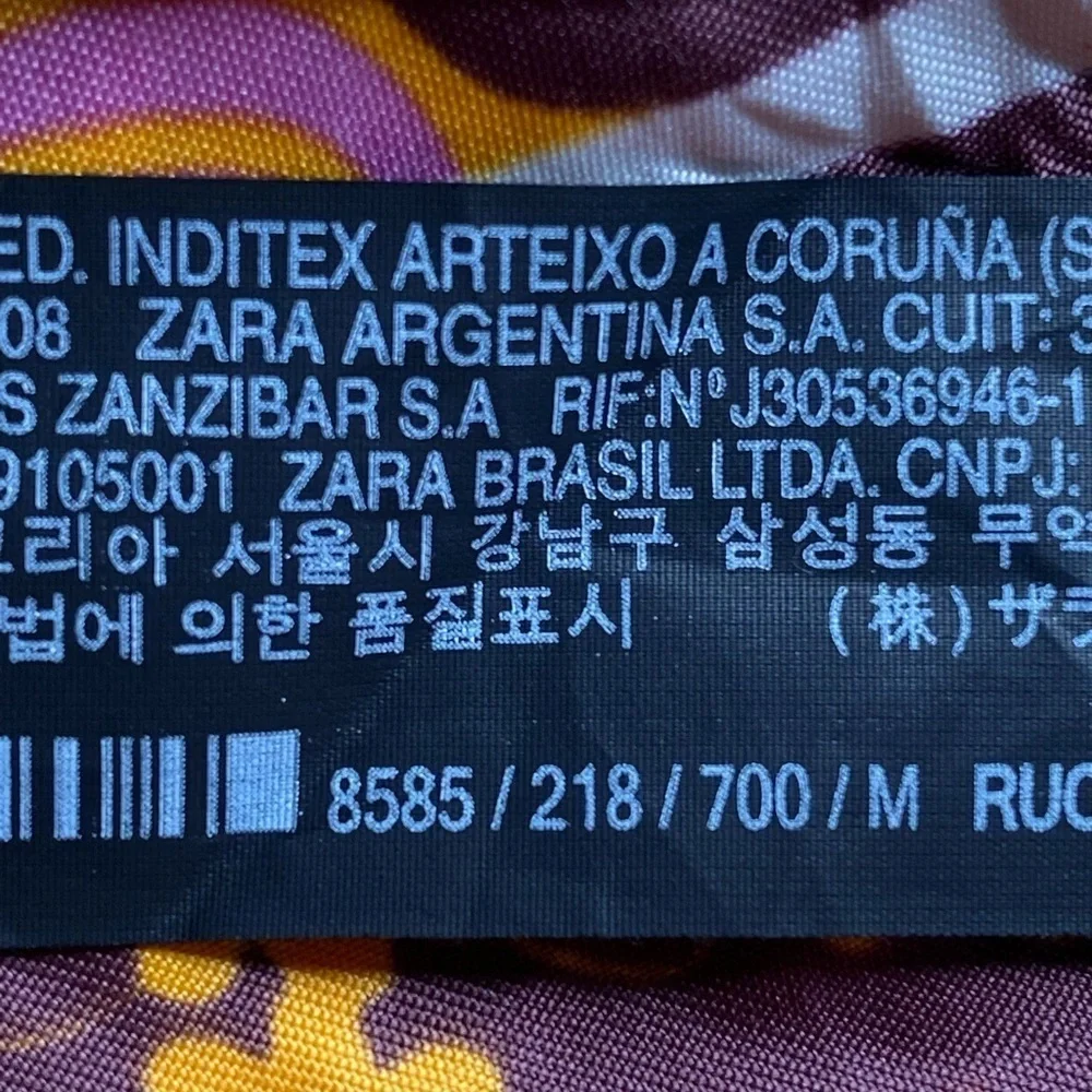 NWOT. Zara Brown/Orange Printed Satin Scarf.